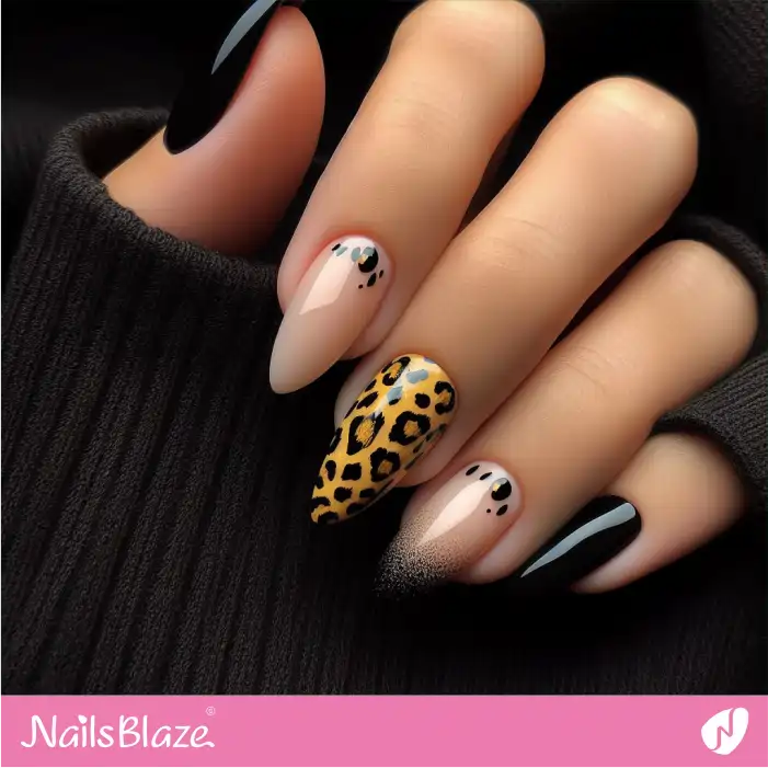 Leopard Print Accent on Classy Almond Nails | Animal Print Nails - NB2593
